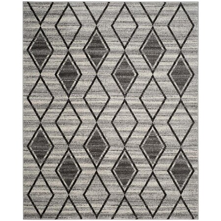 Flowers First 8 x 10 ft. Tunisia Power Loomed Area Rug, Grey & Black - Large Rectangle FL2149493